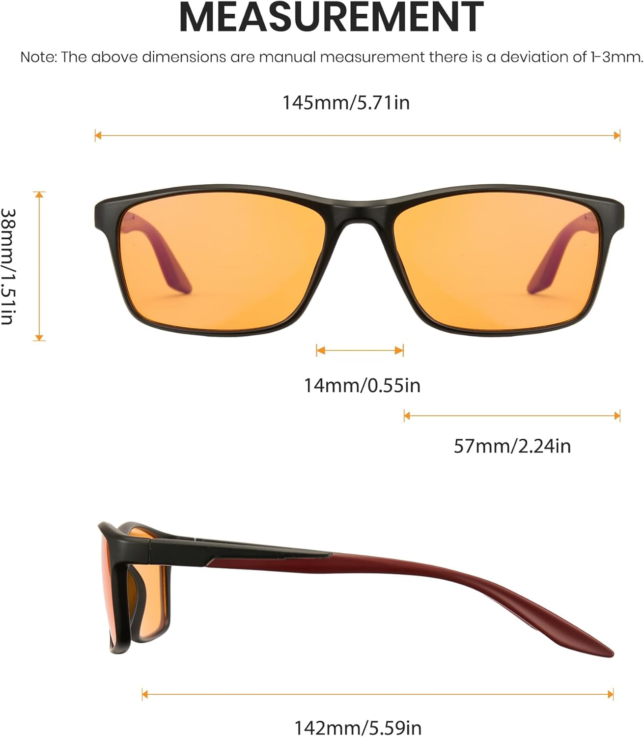 Cyxus Orange Blue Light Blocking Glasses for Men Women Gaming Glasses Reduce Eye Strain Sleep Better 8304 - Image 6