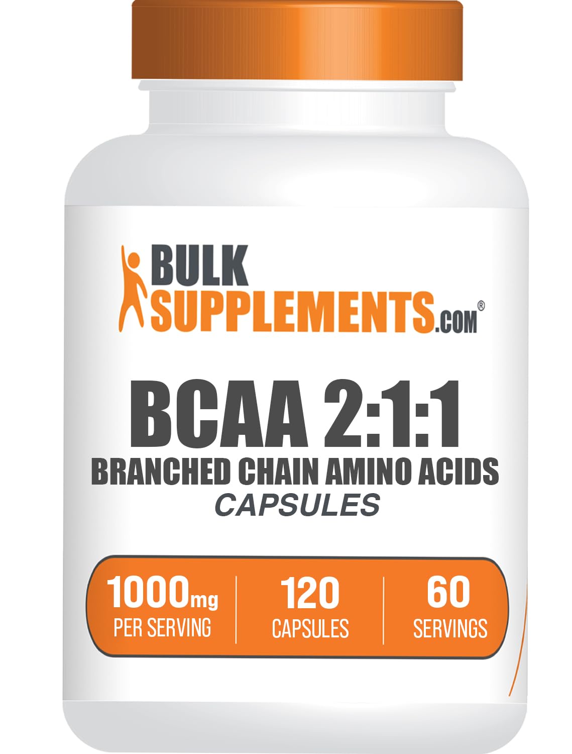 BulkSupplements.com BCAA 2:1:1 Capsules - Branched Chain Amino Acids, BCAA Supplements, BCAA Capsules - BCAA 1000mg, BCAA Pills - Gluten Free - 2 Capsules for Serving, 120 Capsules