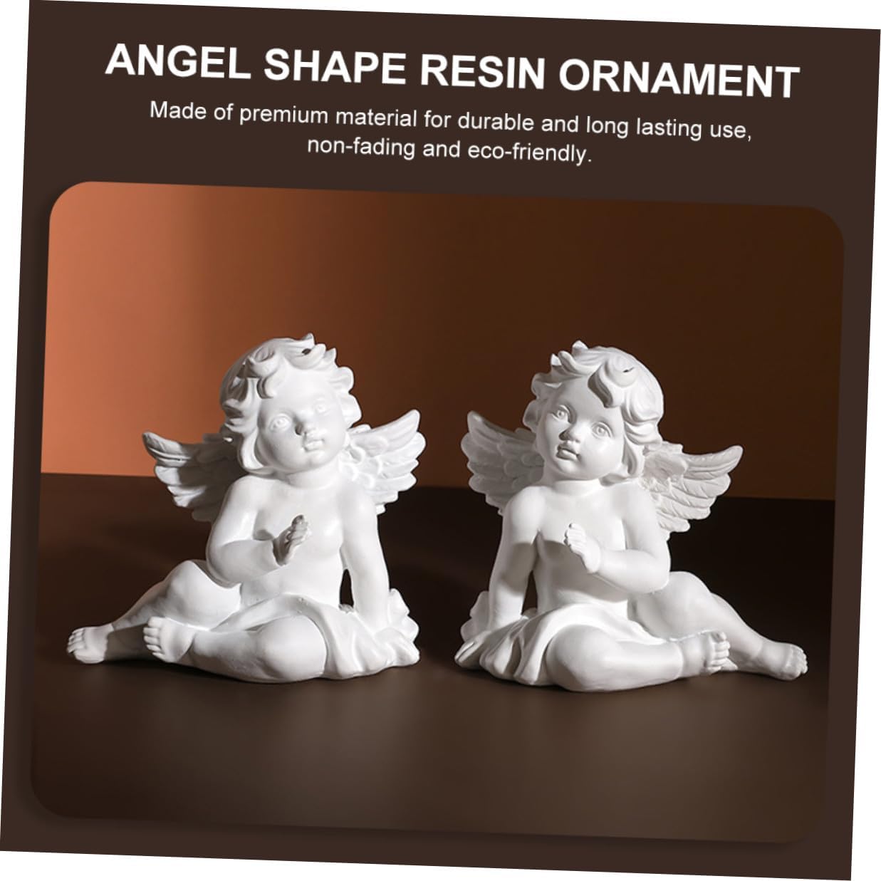 2pcs Resin Angel Figurine Adornment White Sculpture Xmas Home Décor image 5