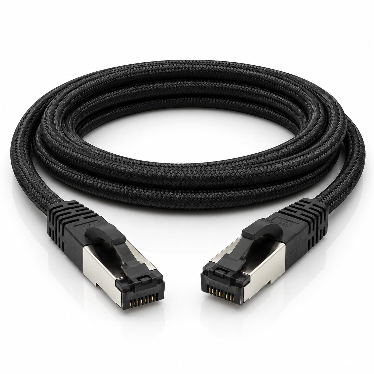 1aTTack.de 2m - Black Cotton CAT 6a Patchkabel Schwarz - 1 Stück Netzwerkkabel Stoff Baumwollmantel Cat Cat 6 a Kabel Rj 45 LAN Ethernet Patchkabel 500Mhz 10 Gb s - 1 x 2 Meter