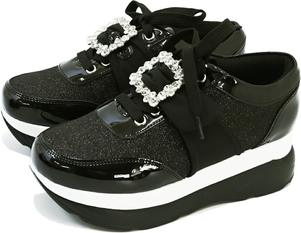 ようすけ Amazon.co.jp: Yosuke Women's Thick Sole Sneakers, Crystal