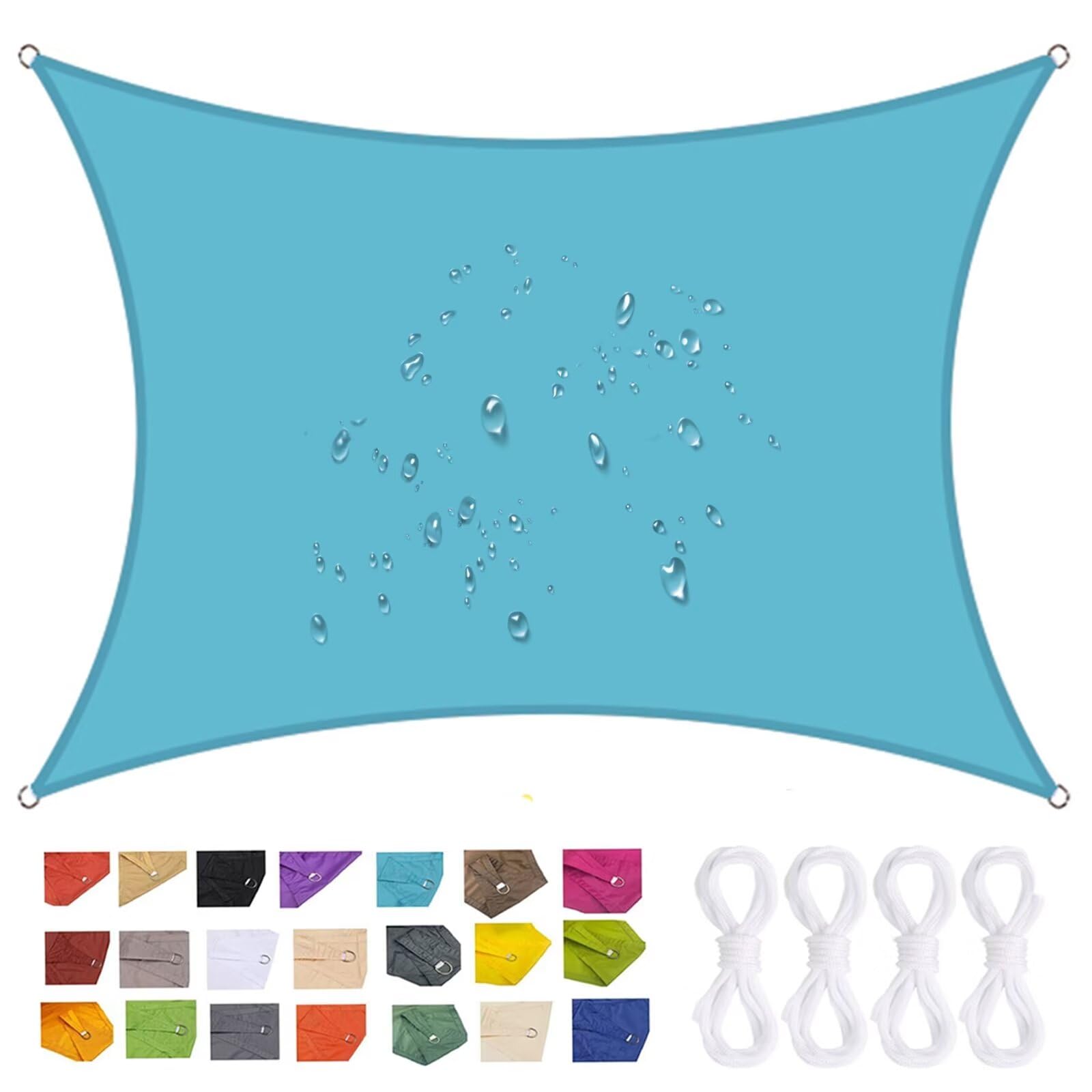 Voile d'ombrage extérieur bleu auvent imperméable 3,6 x 3,6 m jardin