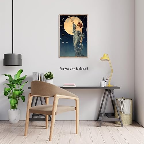 Miniatura 3 de WLZWD Arte de pared de academia oscura con estampado de estrellas de luna bruja, obra de arte celestial, pósteres estéticos vintage, Art Nouveau,