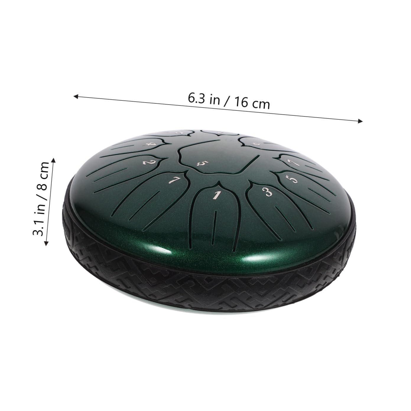 Tamburo Lingua Portatile Note Verde Smeraldo con Bacchette Completo Strumento Percussione per Amanti della Musica per Meditazione e Relax