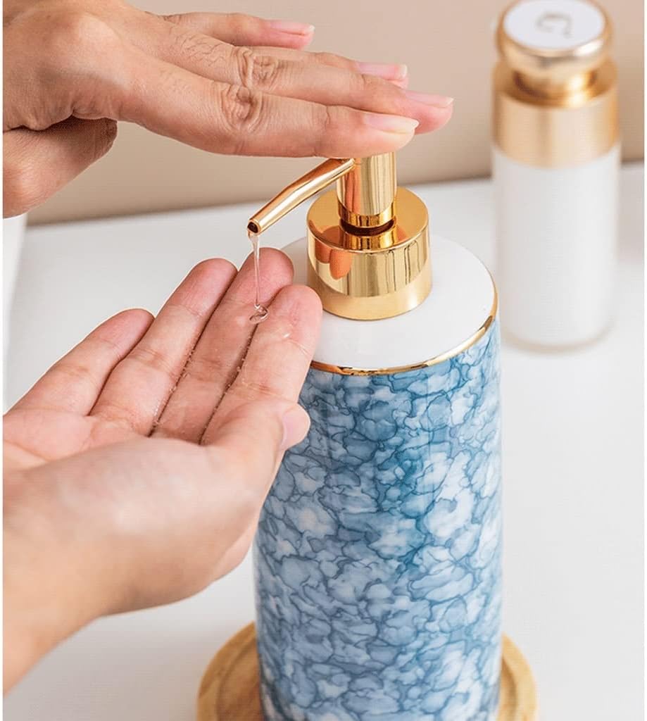 Soap Dispenser Soap Dispenser,Ceramic Lotion Dispenser,Creative Minimalist Countertop Manual Pump Bottle for Bathroom,Kitchen 390ml / 13oz Reusable (Soap Dispenser E)