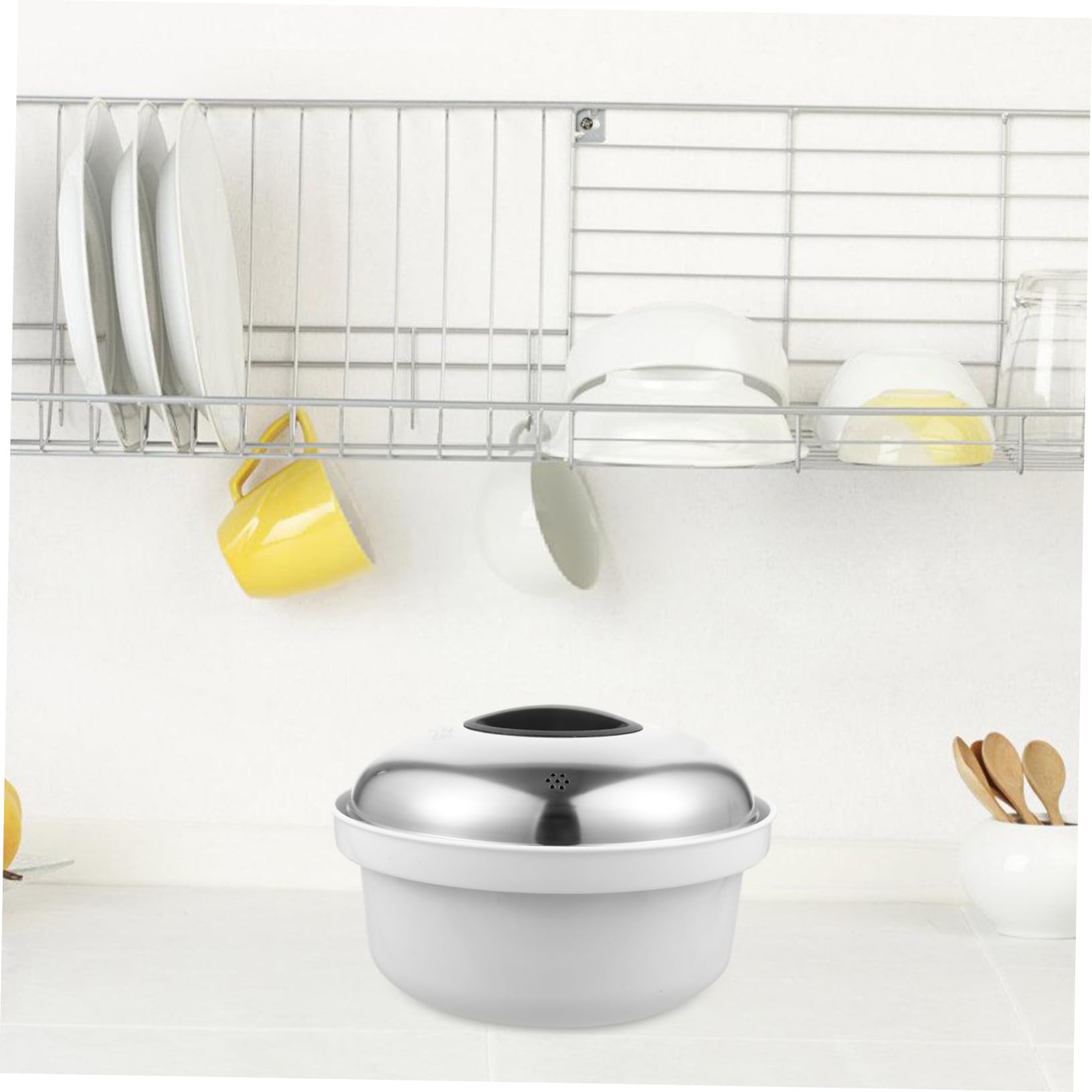 Vaporera para Microondas de Acero Inoxidable con Tapa Clásico con Asas Plásticas para Cocinar Arroz Bollos y Dumplings al Vapor Fácil de Limpiar y Uso Doméstico