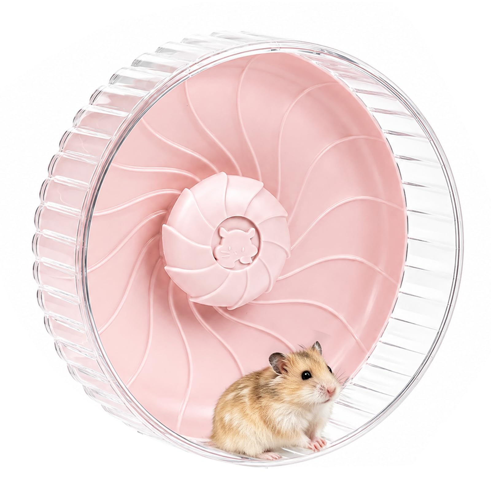 Silent Hamster Wheel – 26.5cm No Stand, Double-Bearing Silent Spinner for Happy Syrian Hamsters, Hedgehogs, Mice & Small Pets, Cage Accessory,Pink