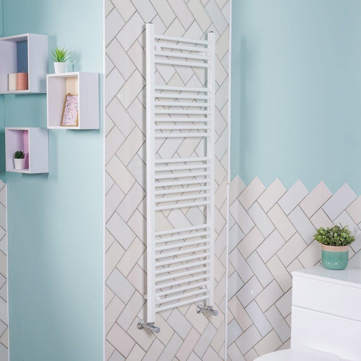 Warmehaus Contemporary Straight Bathroom Ladder Radiator Heated Towel Rail 1500 x 500mm Towel Warmer Central Heating White