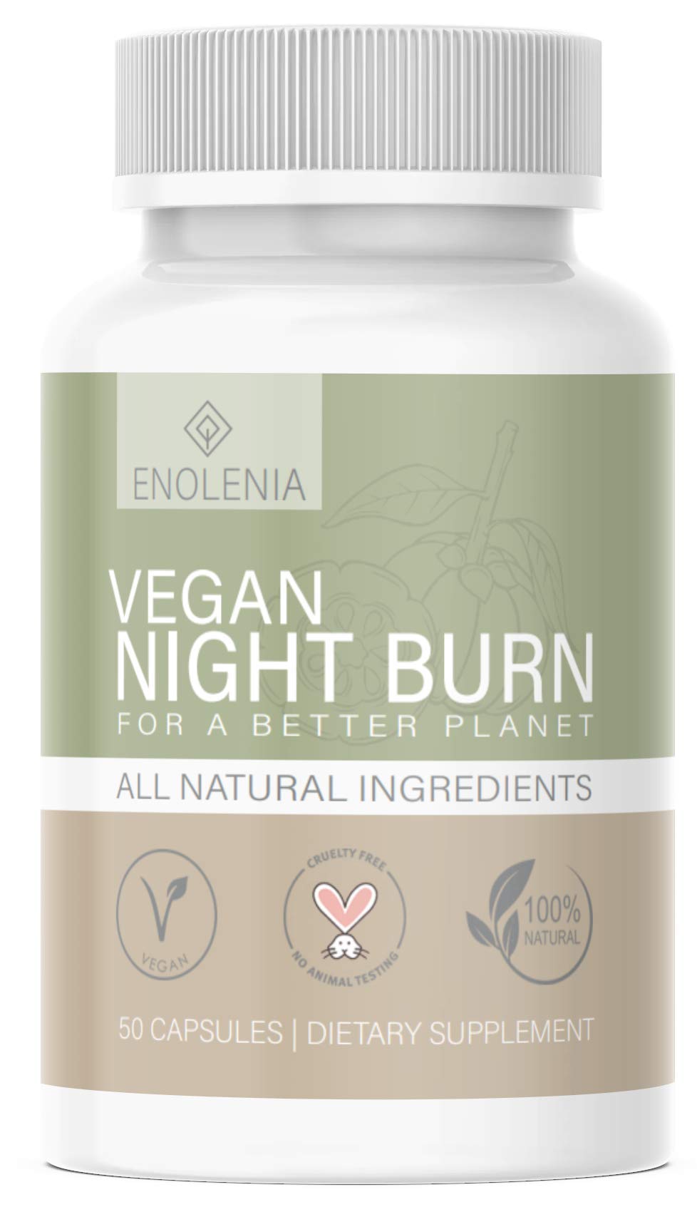 NEU: Enolenia® NIGHT F-BURN Kapseln VEGAN - 1 Kapsel pro Nacht mit Garcinia Cambogia Extrakt - für Männer & Frauen, schnell + Hochdosiert - aus hochwertiger Produktion in Deutschland (1x)