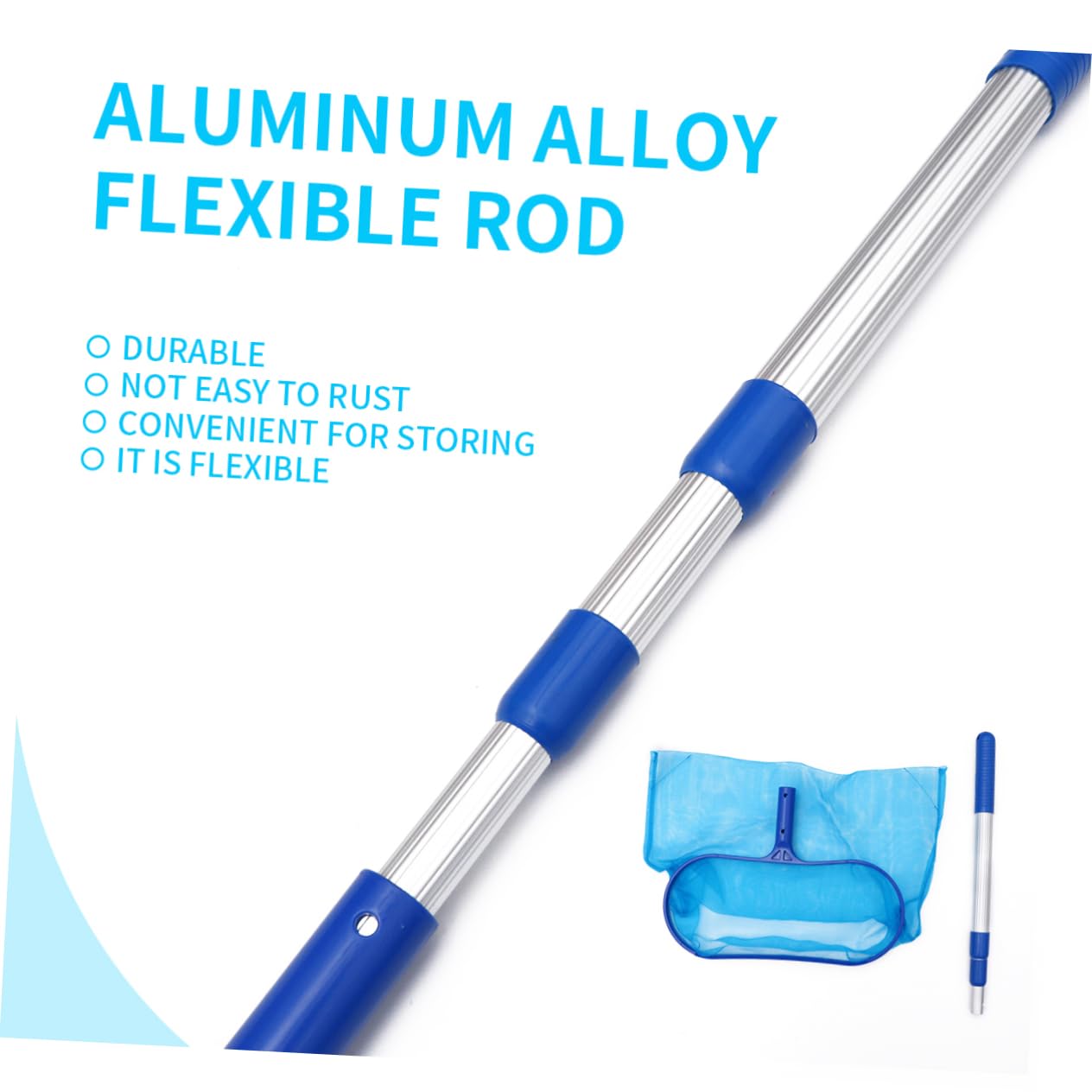 UKCOCO Red de Limpieza para Piscina 3x35 Cm Azul con Varilla Extensible