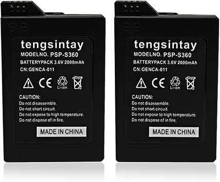 2pcs 3.6V Lithium Ion Rechargeable Battery Compatible with Sony PSP 2000, PSP 3000, PSP-3001, PSP-3002, PSP-3004, PSP Lite, and PSP Slim PSP-S110 Console