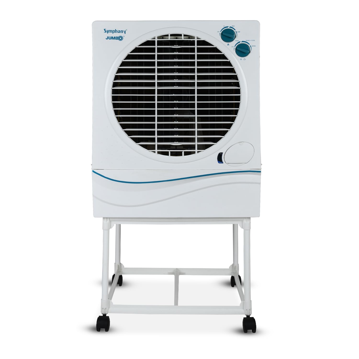 Symphony Jumbo 70 Desert Air Cooler for Home with Aspen Pads, Powerful Fan, Cool Flow Dispenser and Free Trolley (70L, White)