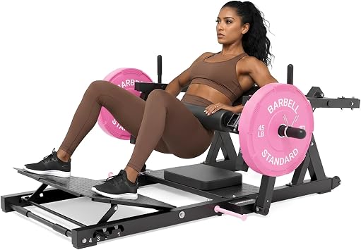 GMWD Hip Thrust Machine, 800LBS Plate-Loaded Glute Bridge Machine with Weight Holder, Heavy Duty Butt Exercise Equipment for Glute Muscles Building and Butt Shaping, Adjustable Footboard(R100LB