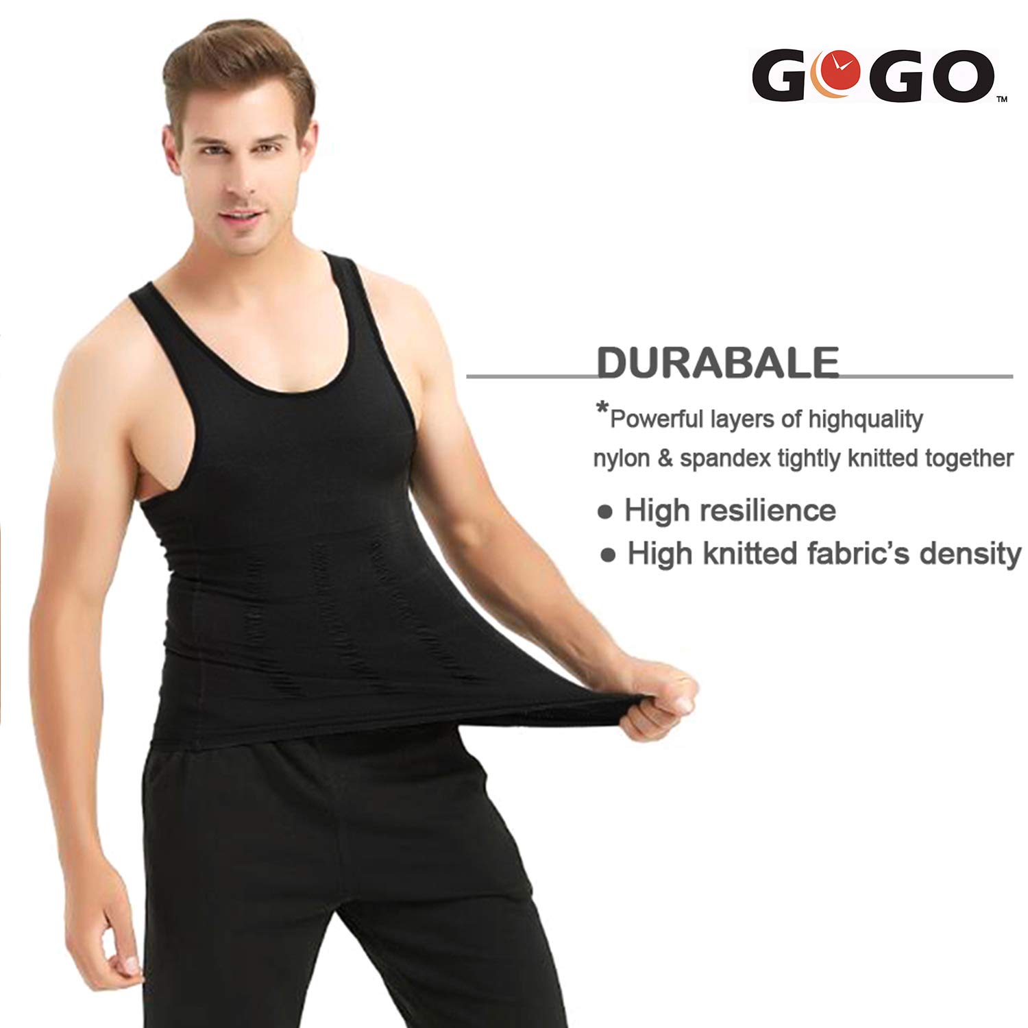 TopTie 5 Camisetas Interior de Tirantes elástica con Faja Reductora de Hombre Camisetas de Compresión Chaleco Adelgazar