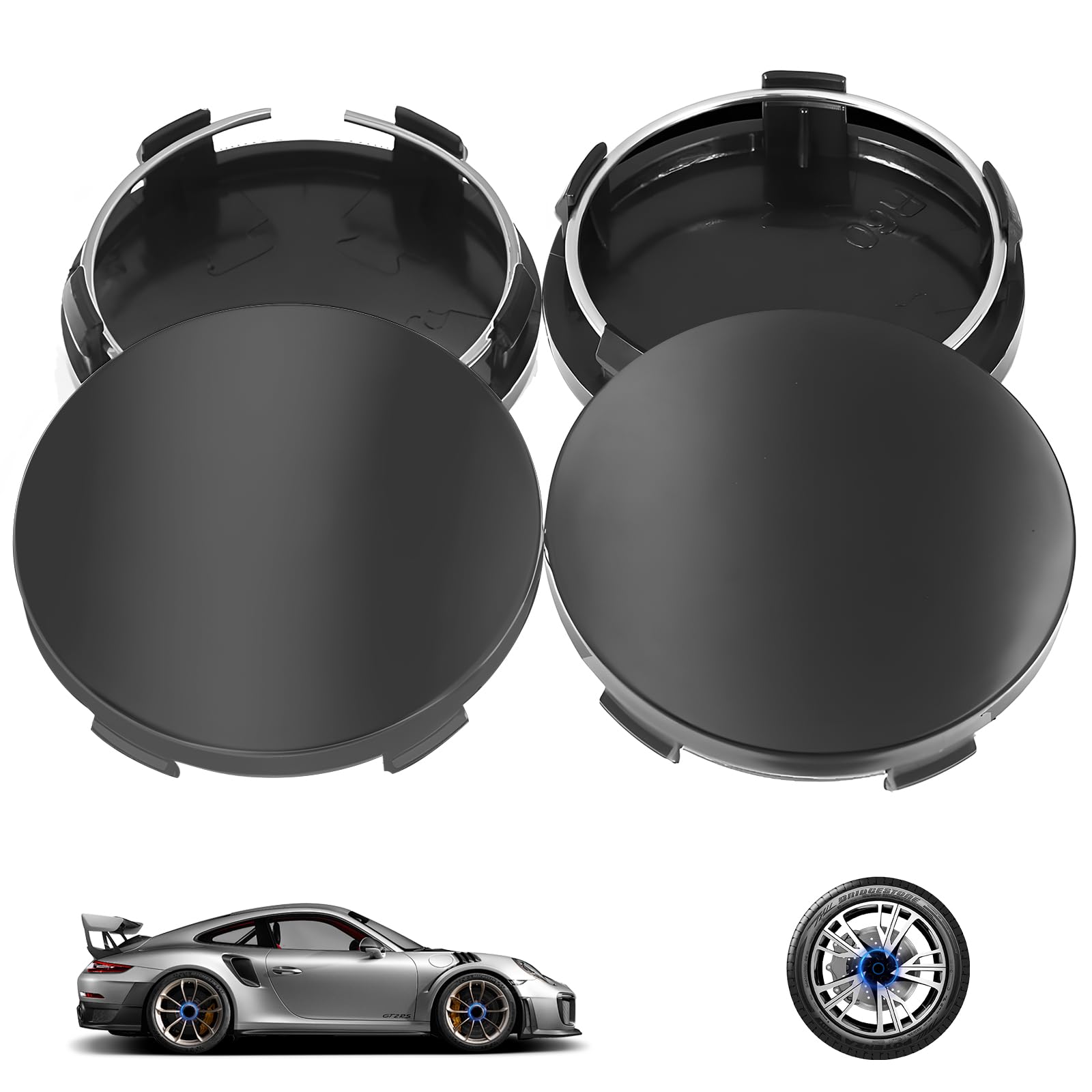 4Pcs Hub Centre Caps 60mm, Wheel Centre Hub Cap Trim Universal Wheel Hub Caps Wheel Center Cap Replacement Anti-Dust for Alloy Wheels (OD 60mm ID 56mm)