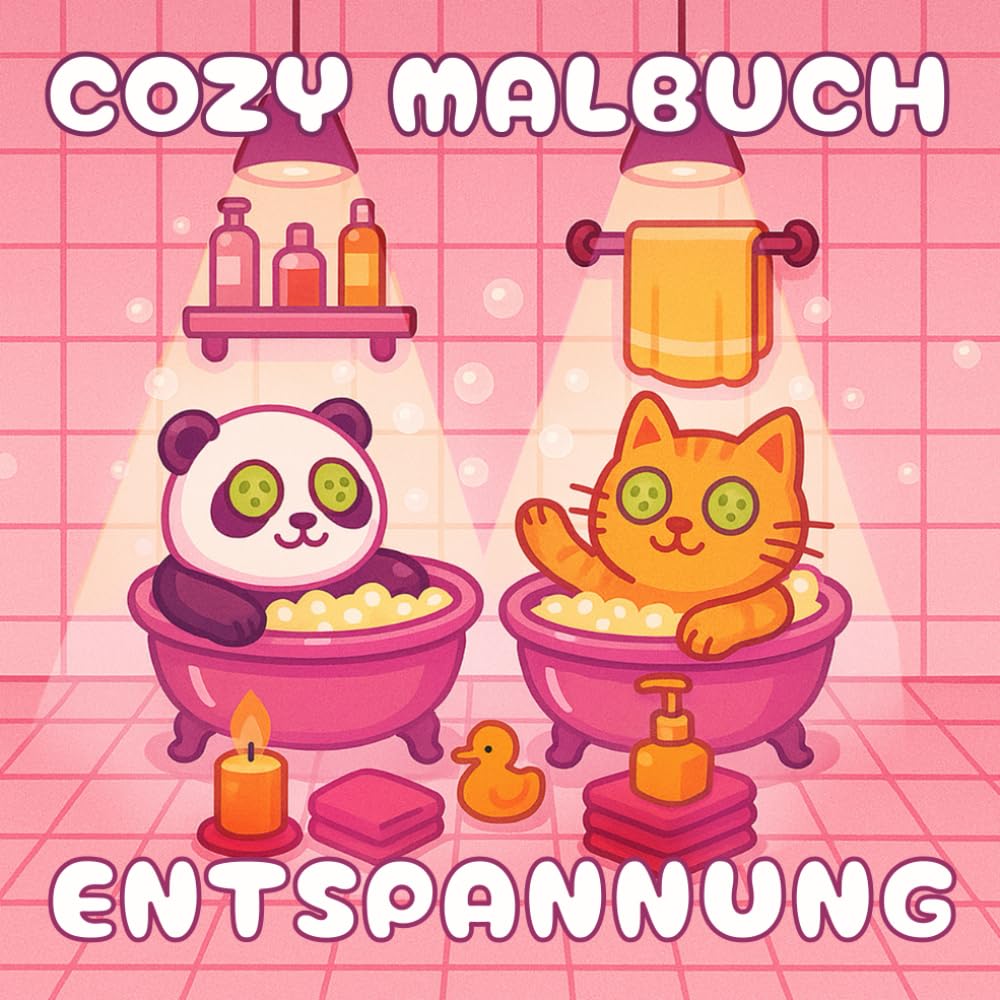 Cozy Malbuch Entspannung für Erwachsene und Mädchen: Süße Tiere, Katzen und Mädchen in entspannten Aktivitäten | Stressabbau | Anti Stress