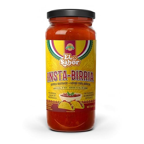 Birria Mix Tarro de vidrio Instabirria de 16 onzas líquidas para hacer estofado de birria, tacos de birria y quesabirrias de productos el sabor