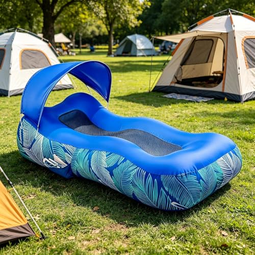 Sofá hinchable de exterior con parasol desmontable para jardín y acampada 4