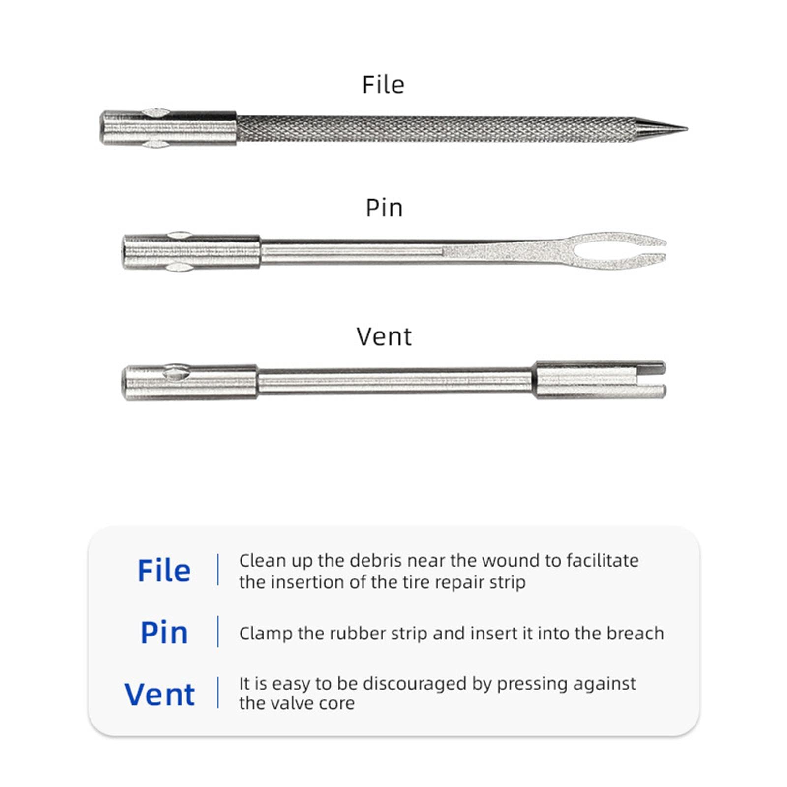 Kit di riparazione pneumatici per bici da strada, senza camera d'aria, 5 pezzi, 9,5 x 2 x 2 cm, colore: argento