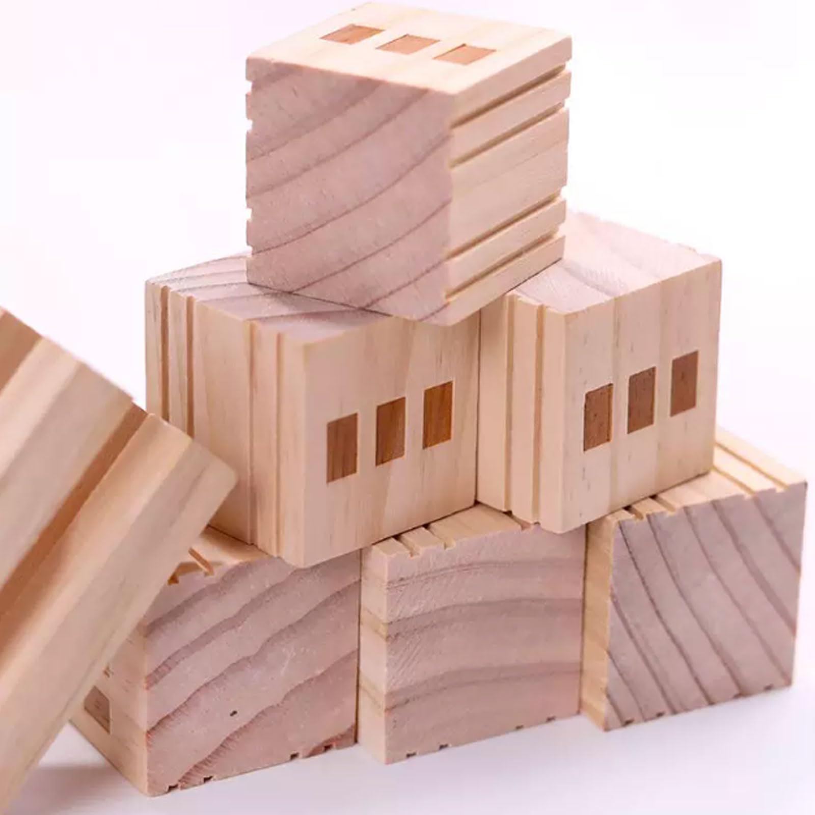 Set Blocchi Costruzione Legno Naturale Incompiuto Montessori Forma Castello | Giocattolo da costruzione in legno grezzo non verniciato e aperto, blocchi STEM per immaginazione creativa