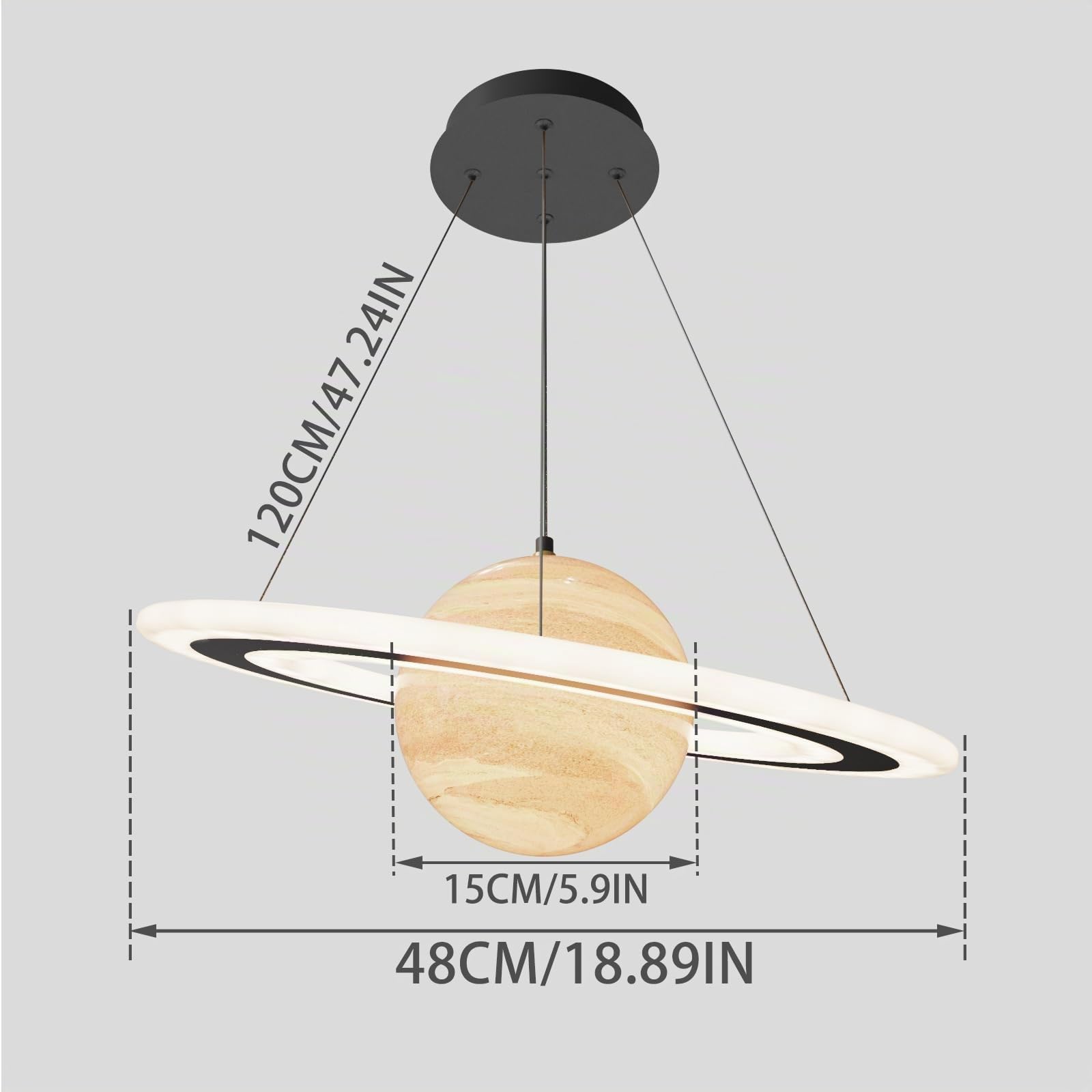 DROMEZ Lámpara Colgante Infantil Saturno LED 40W Regulable con Mando Ø50 cm | Lampara Techo Colgante Para Dormitorio, Iluminación Decorativa, Regulable 3000K-6000K, Moderno Plafon
