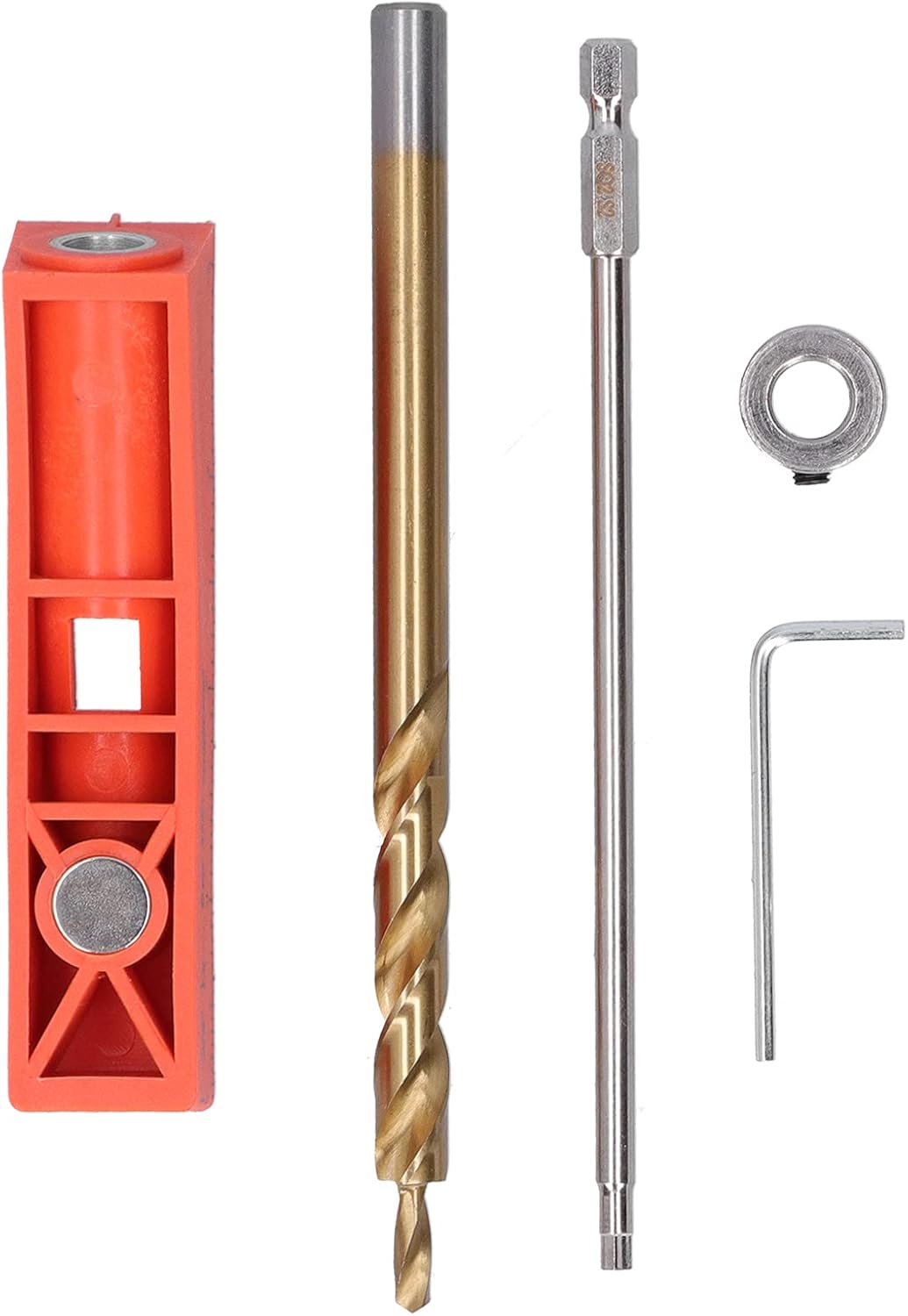 Hilitand Pocket Hole Jig Kit, Spliceable Pocket Hole Jig Kit, 2 in 1 Pocket Hole Jig Kit, Including One Hole Jig, Step Drill Bit, Hex Wrench, Jigs, Hilitandohmyix4p38