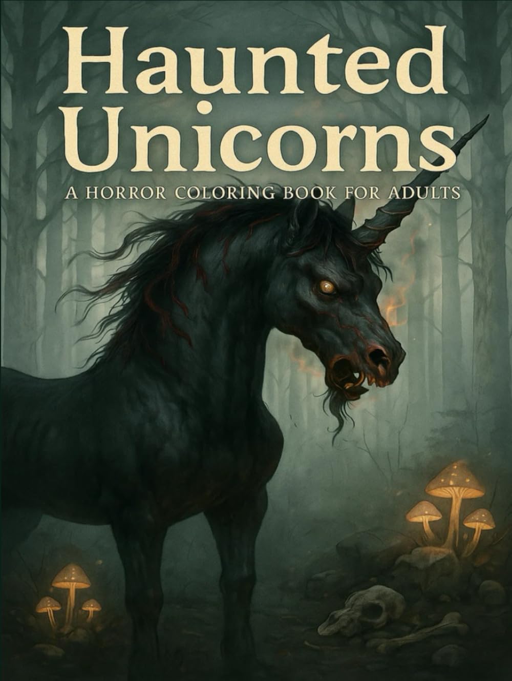 Haunted Unicorns – A Horror Coloring Book for Adults: Dark fantasy unicorn scenes with eerie details for a spine-chilling coloring experience.