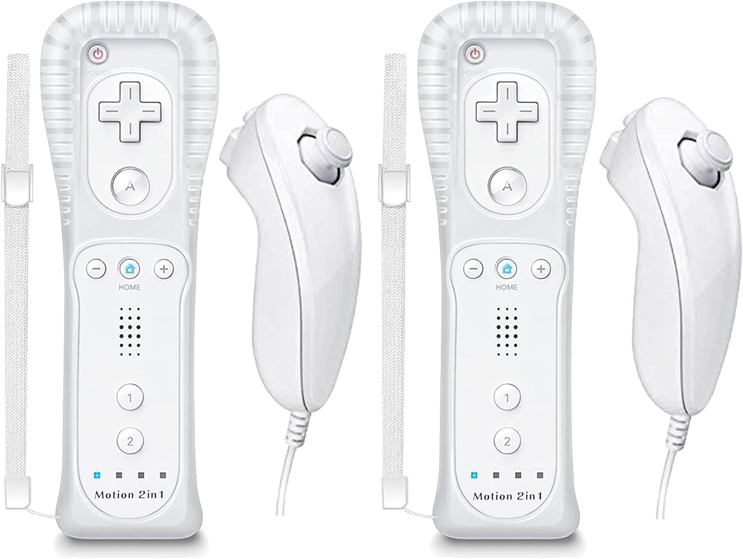 Degulan Remote Controller for Motion Plus Wii and Nunchuck, Wireless Controllers Compatible with Wii/Wii U with Silicone Case and Wrist Strap (White)