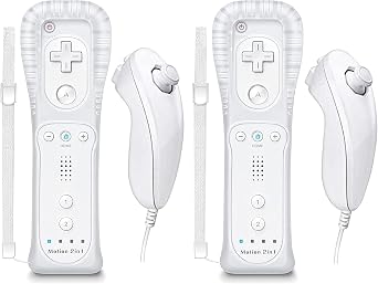 Degulan Remote Controller for Motion Plus Wii and Nunchuck, Wireless Controllers Compatible with Wii/Wii U with Silicone Case and Wrist Strap White