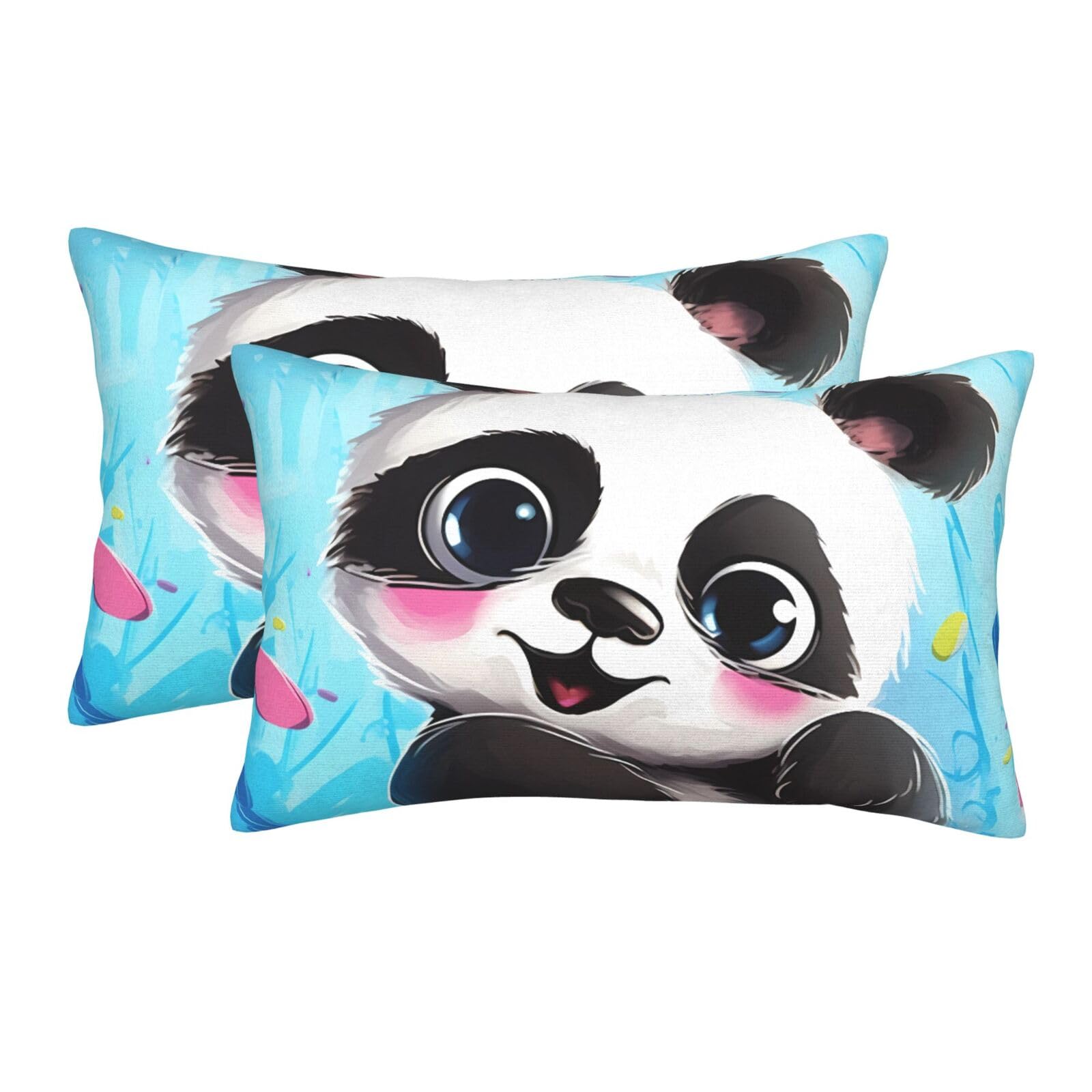 2 Pack Standard Size Pillow Cases for Hair and Skin Soft Breathable Pillow Case Covers with Hidden Zipper Cute Panda Pillowcase 20"x30" Pillow Cover for Sleeping Gift