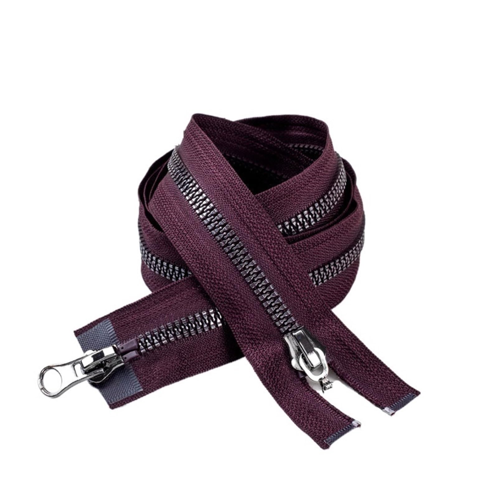 Cerniera Lampo Doppi cursori Open End Cerniera a due vie for abiti da giacca da borsa Accessori decorativi for la riparazione di cucito fai-da-te(PurlpeRed,120cm-2Pcs)