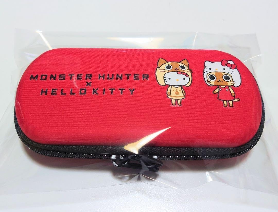 PSP 赤 モンスターハンター×ハローキティ ケース付き ゲーム用EVA