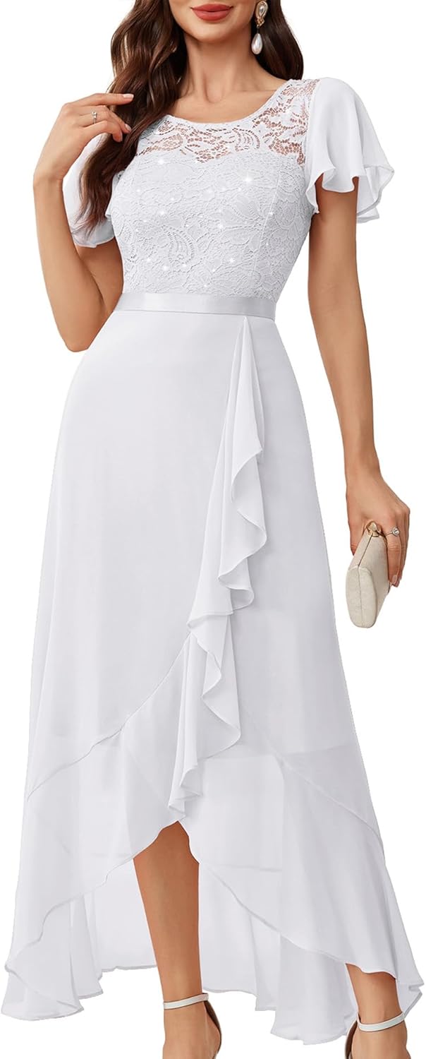 BeryLove Formal Dresses for Women 2026 Wedding Guest with Slit Cocktail Elegant Lace Long Prom Dress