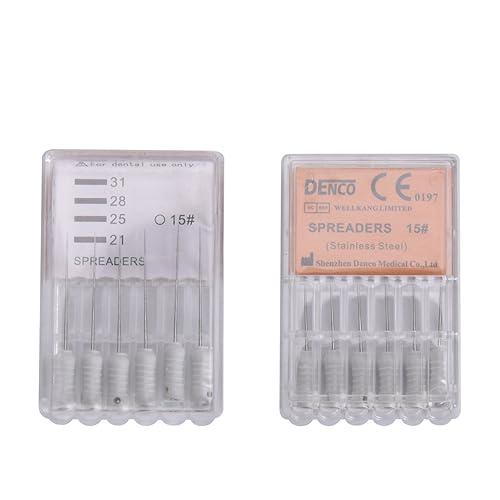 Miniatura 4 de Annhua Endodoncia - Esparcidores de acero inoxidable con aguja, instrumentos dentales de dureza para conducto radicular (25 # 0.984 in)