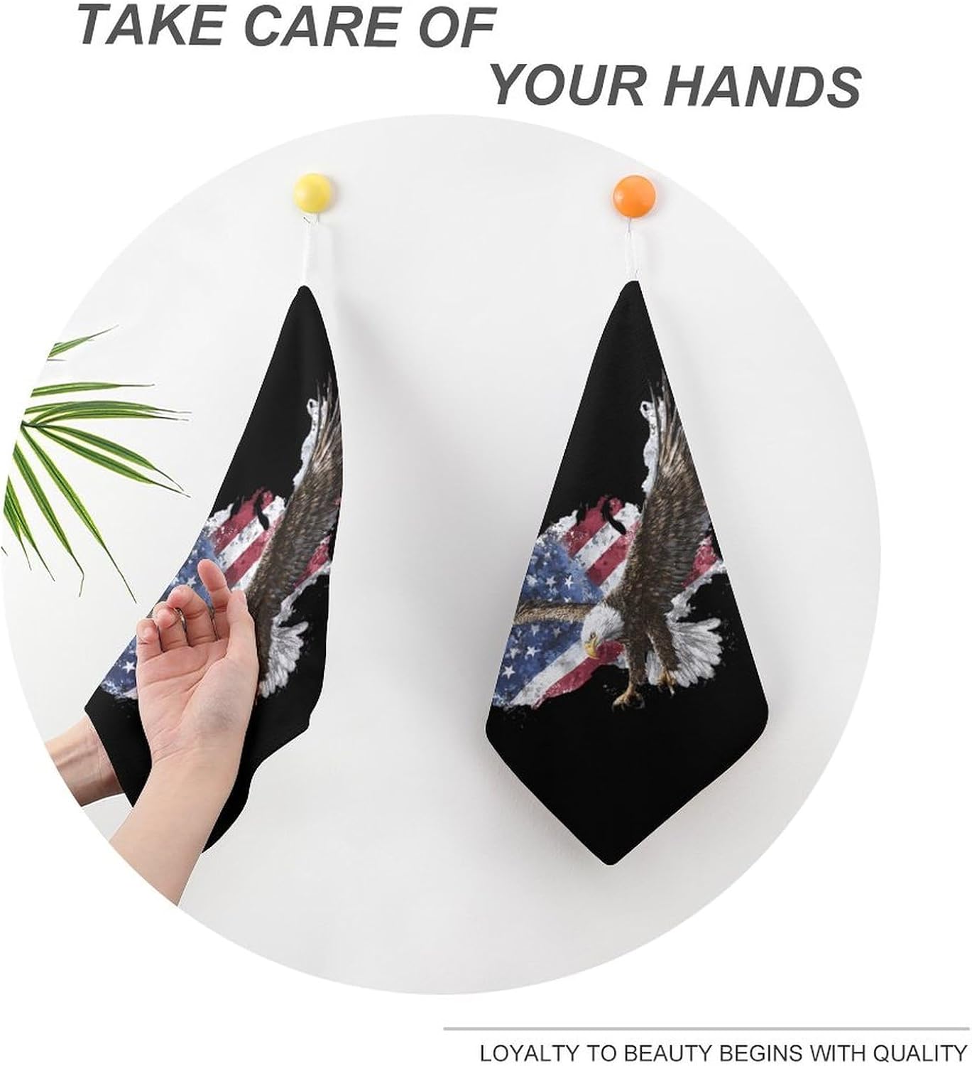 US Ea-gles Flag Microfiber Hand Towels for Bathroom Soft Absorbent Bath Kitchen Towel with Hanging Loop 4PCS