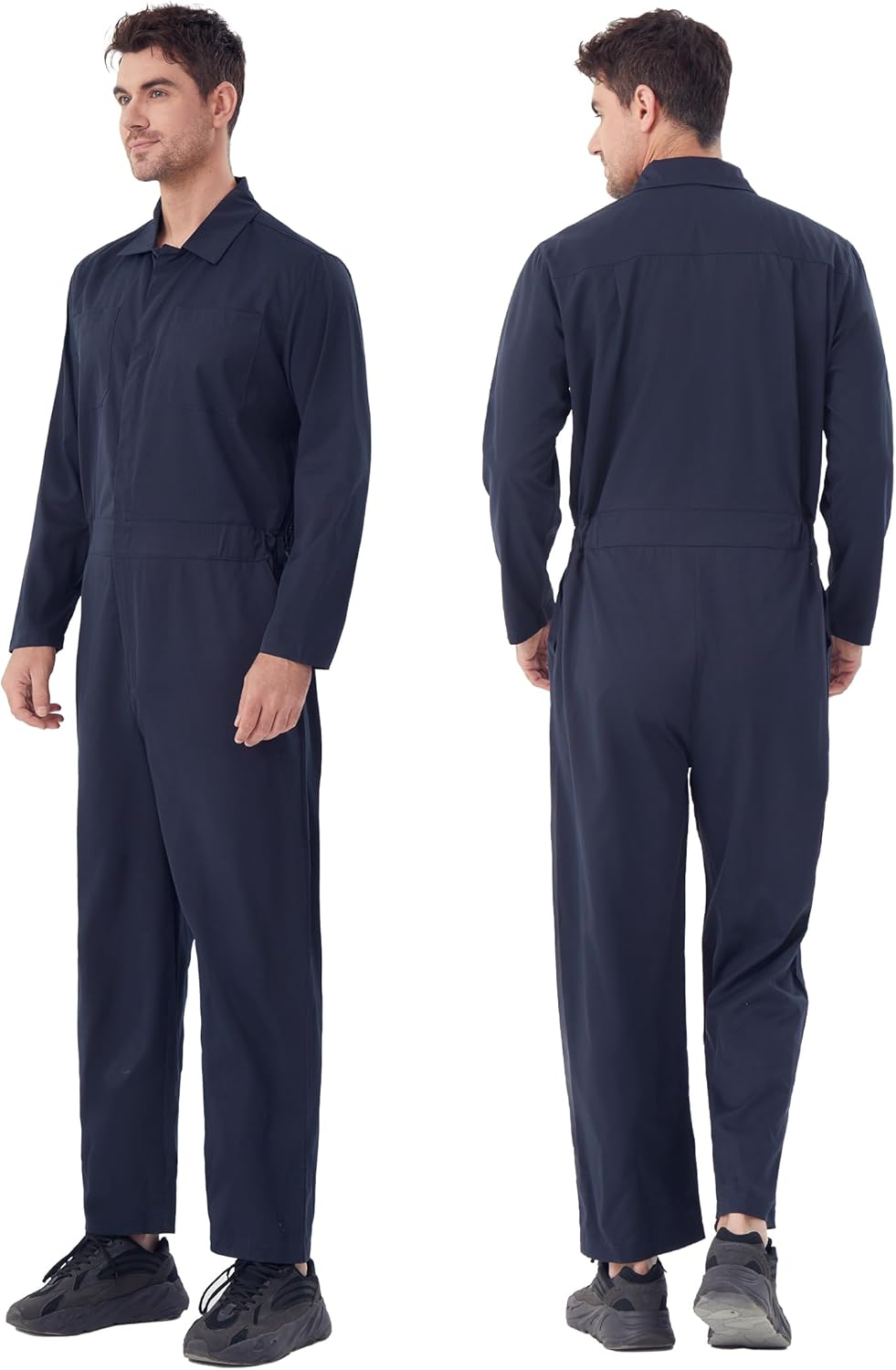 Adult Halloween Killer Costume Navy Blue Coverall Men Jumpsuit with Blood Knife Killer Horror Cosplay Costume Set - Image 2