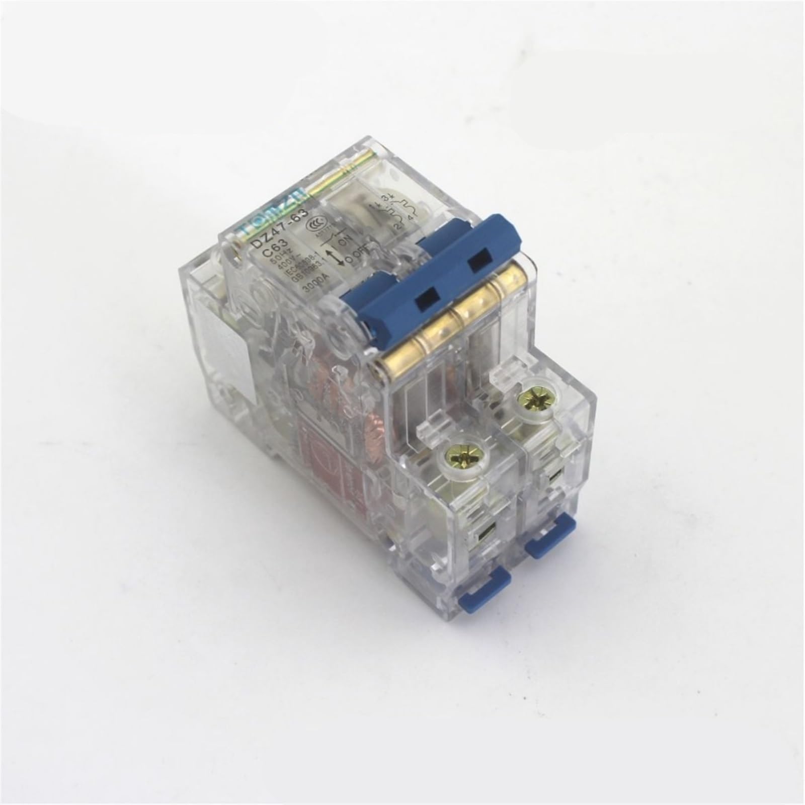 Disjoncteur 2P 50A boîtier transparent pour tableau électrique