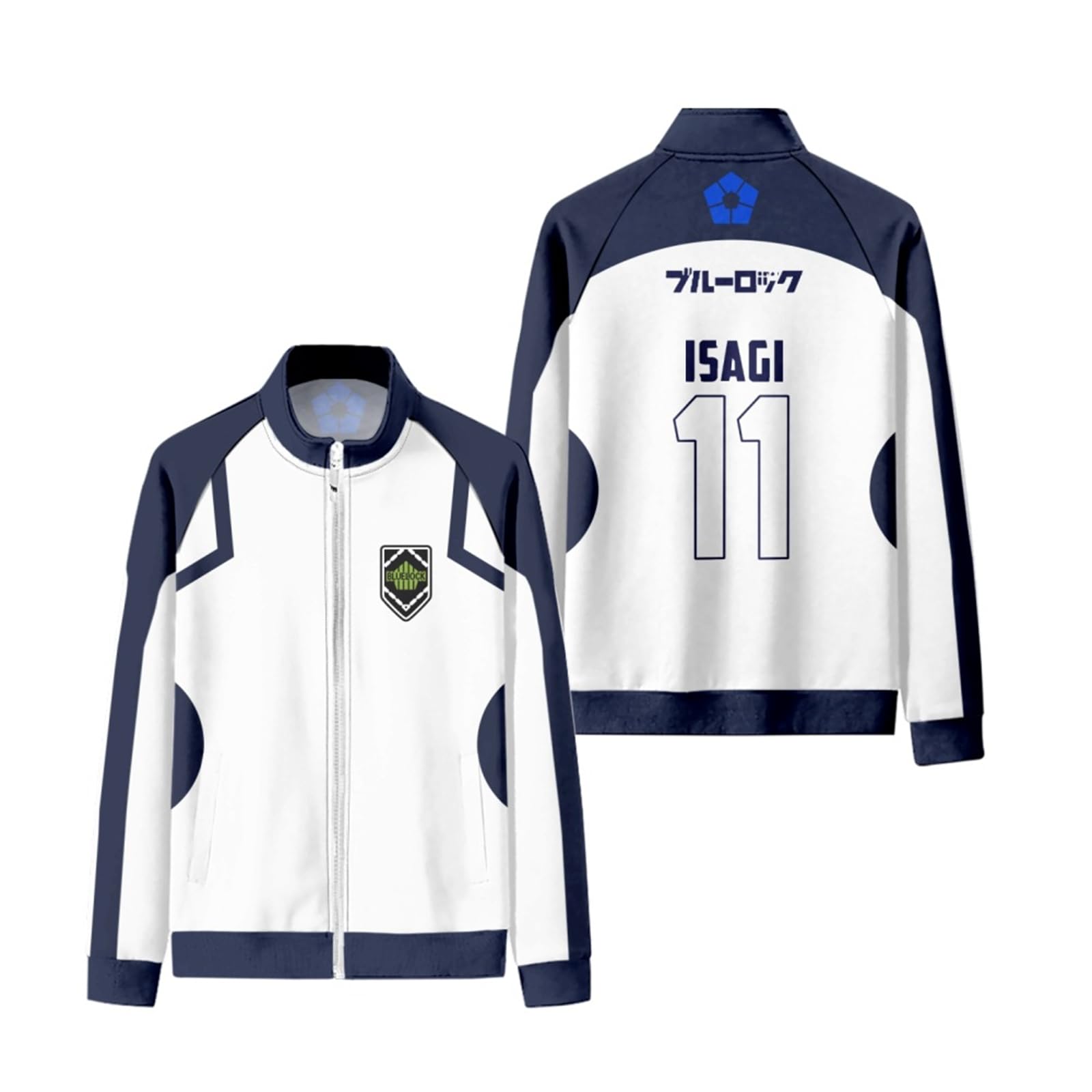 Adult Unisex Isagi Yoichi Costume Halloween Cosplay Jersey Jacket Hoodie Sweatshirt Top, White No.11, M