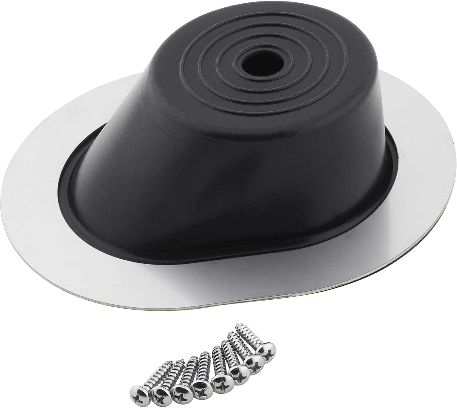Speedway Motors Steering Column Oval Firewall Boot Seal Kit with Polished Stainless Steel Bezel and Rubber Grommet for Aftermarket or Steering Column Installation