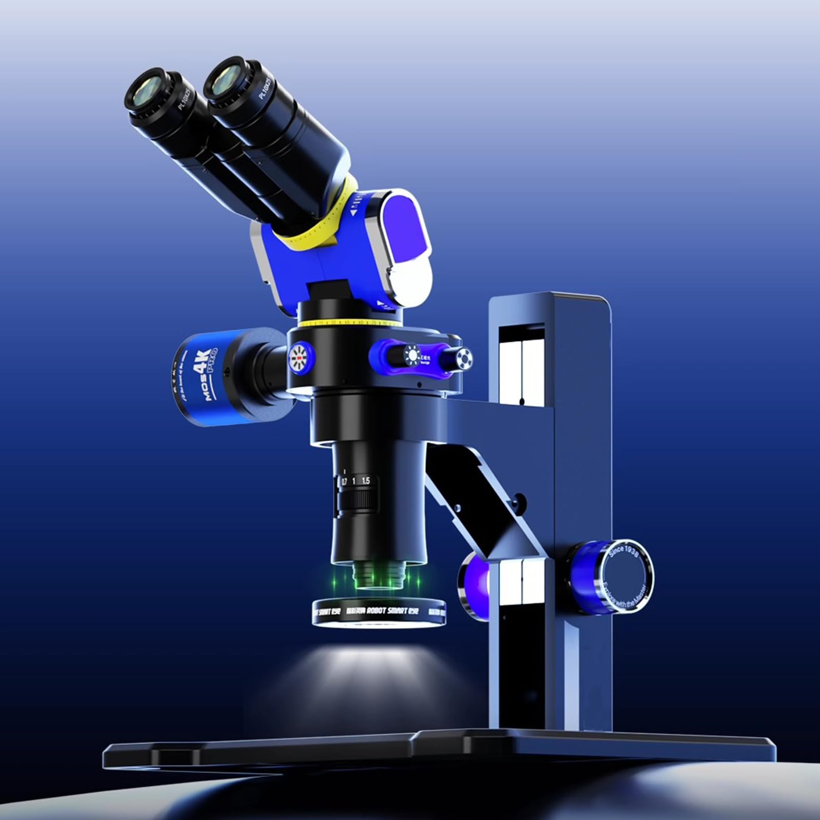 Mikroskopy lornetkowe, profesjonalny mikroskop laboratoryjny 7-45X, z okularami PL10X25, soczewką pomocniczą 0,75x, światło pierścieniowe LED, dla studentów, dorosłych i początkujących