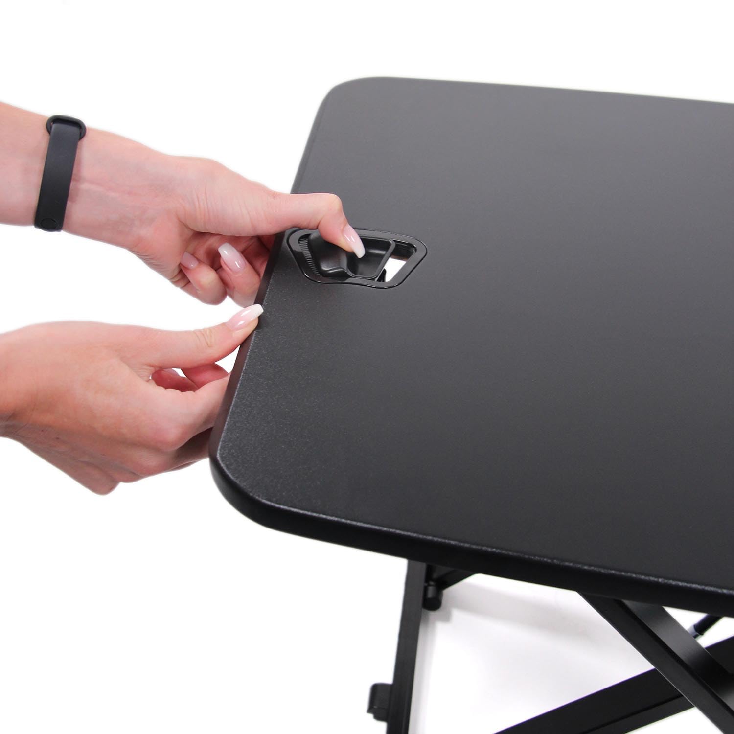 hjh OFFICE 802100 Sitz-Steh Schreibtischaufsatz VM-SA Alu 79,5 x 50 cm Aufsatz für Schreibtische, höhenverstellbar mit Gasfeder