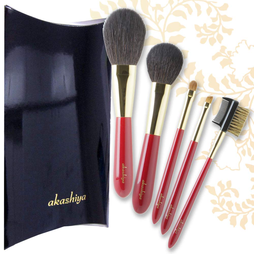 メイクブラシ 奈良筆 化粧筆 あかしや ハイグレード 特別5点セット Amazon | あかしや 化粧筆 ハイグレード 特別5点セット H100S/5V-RG