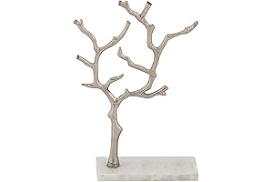 CosmoLiving by Cosmopolitan Deco 79 Marble Circle Ring Tree Jewelry Stand with Marble Base