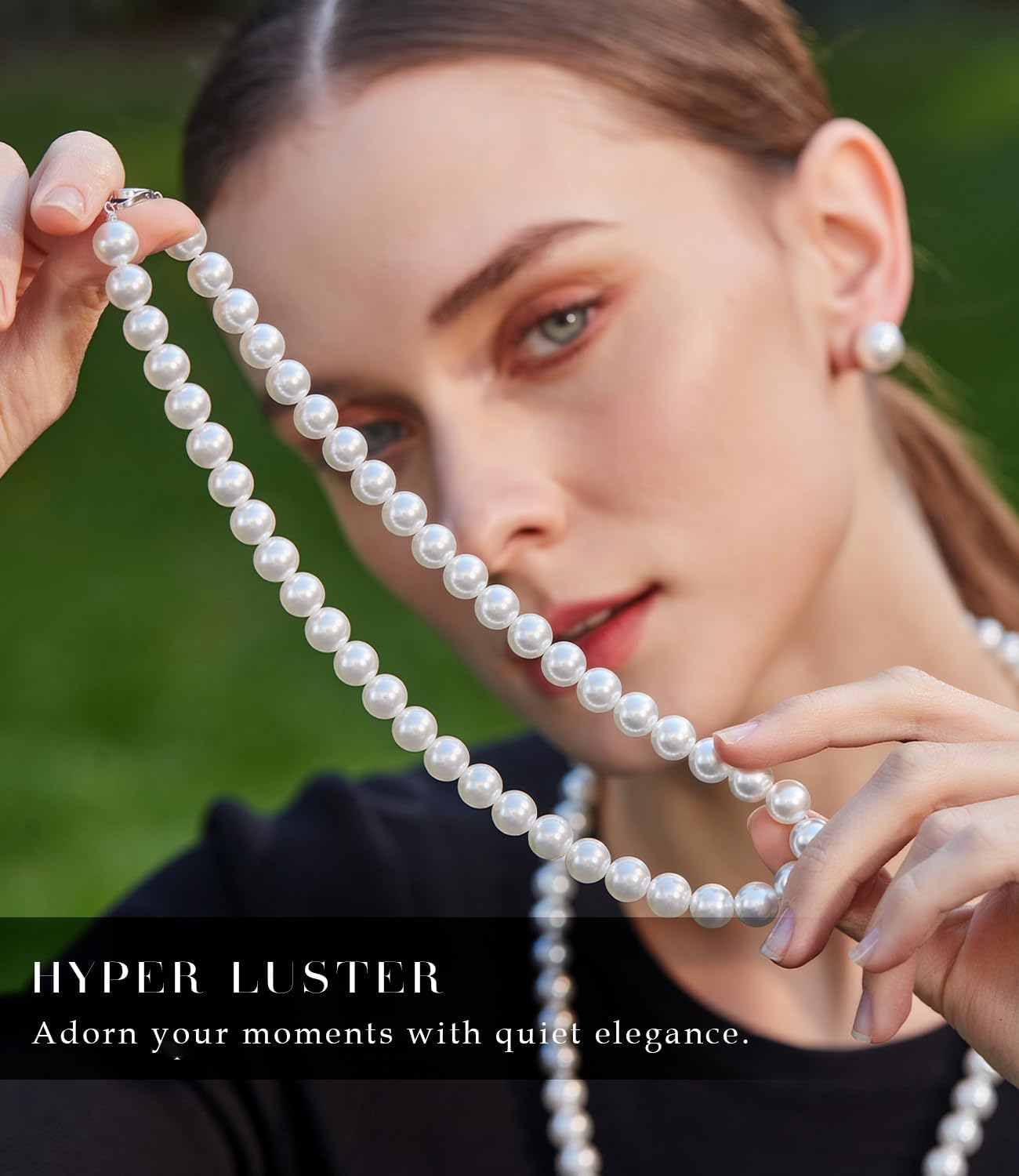 Raneecoco HYPER LUSTER Sterling Silver Round Simulated Pearl Necklace for Women | Dainty Choker or Long Pearl Necklace | Gift Ready for Wedding - Image 8