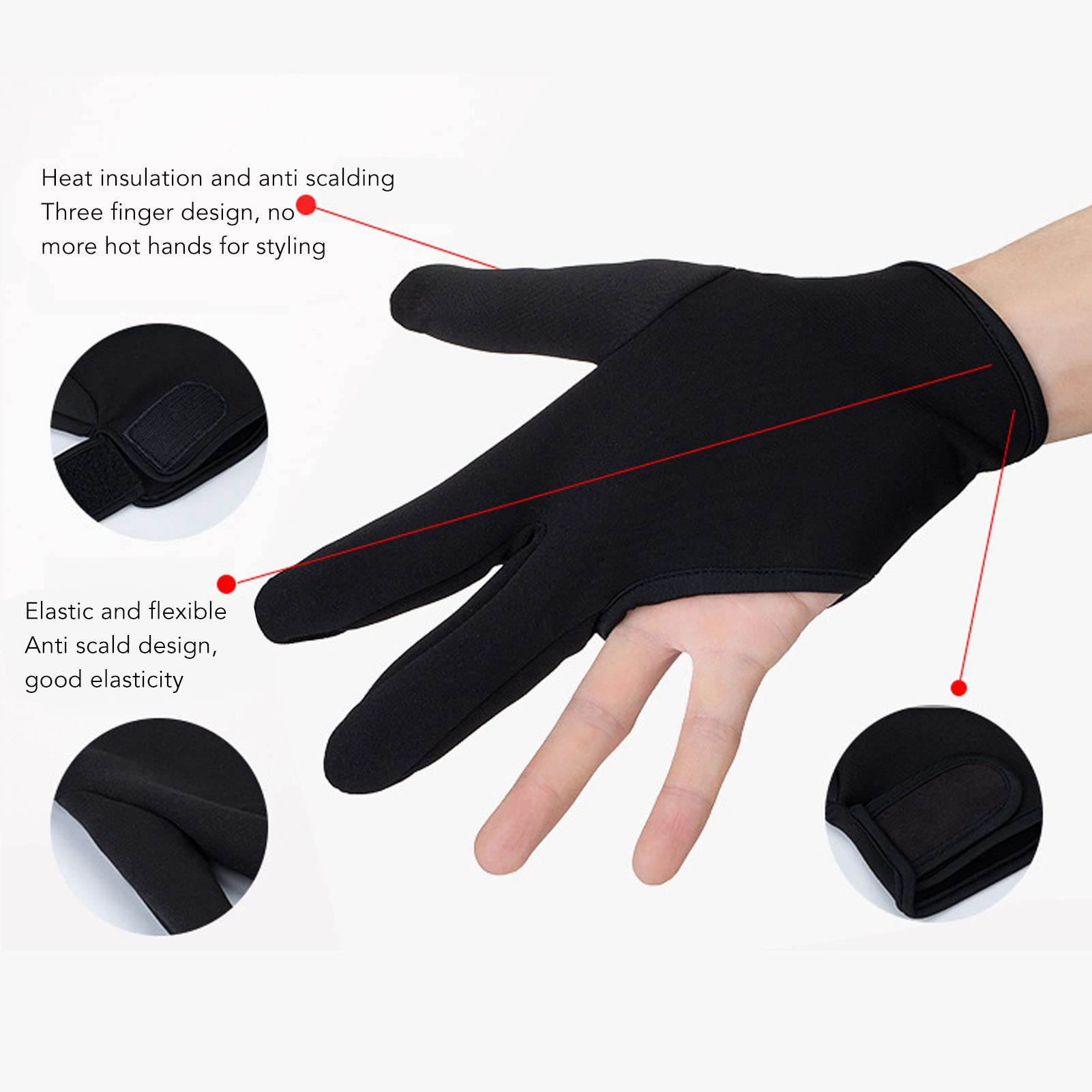 Gant de Coiffure 3 Doigts, 2 Pièces Gant de Coiffure isolé Réutilisable de Taille Moyenne pour la Coiffure