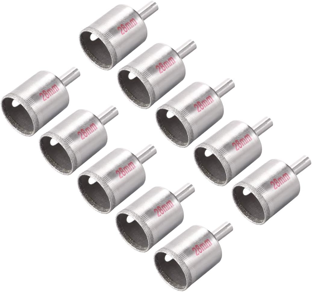 uxcell 28mm Diamond Drill Bits Hole Saws for Glass Tile Porcelain Marble Ceramic Bottles Pots Brick Pack of 10