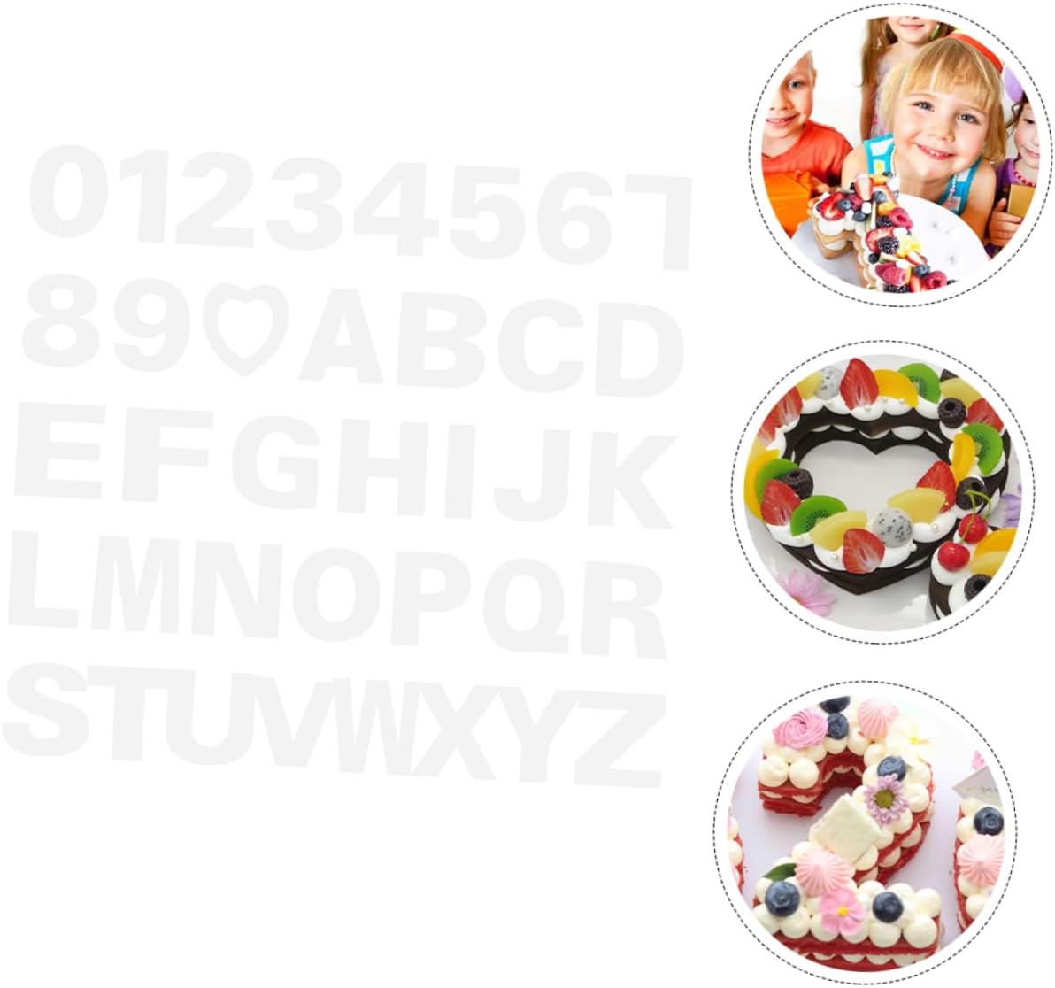 Alipis 37pcs DIY Number and Alphabet Cake Templates Heart-Shaped Stencils for Baking Easy to Clean for Home and Bakery Use for Birthdays and Celebrations