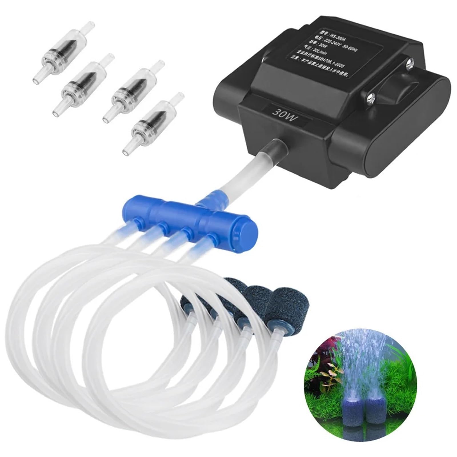 Akwarium Pompa Powietrza Ryby Aerator Tlenu Piwnica Akwarium Hydroponiczna 4 Wyloty Pompa Powietrza Bubbler Z Akcesoriami Fish Tank