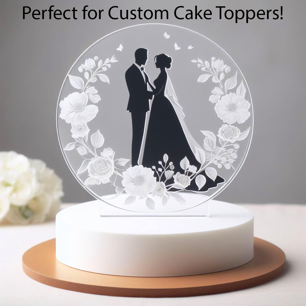 Spectra Glass 13" Diameter 1/4" Thick Clear Transparent Acrylic Round Circle with Protective Film Masking. Great for Table Topper, Cake Topper, Arts & Crafts, and DIY. Made in USA