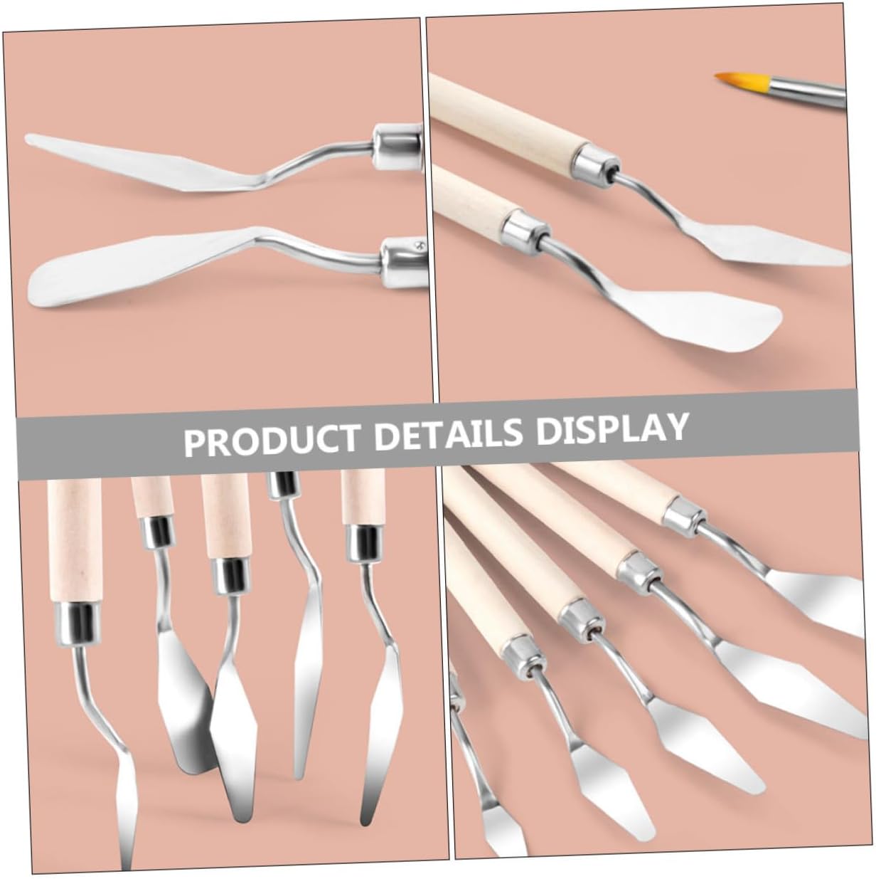 6pcs Stainless Steel Oil Painting Spatula with Smooth Wood Handles for Pigment Mixing and Scraping Versatile Art Craft Palette Knives for Artists and Painters